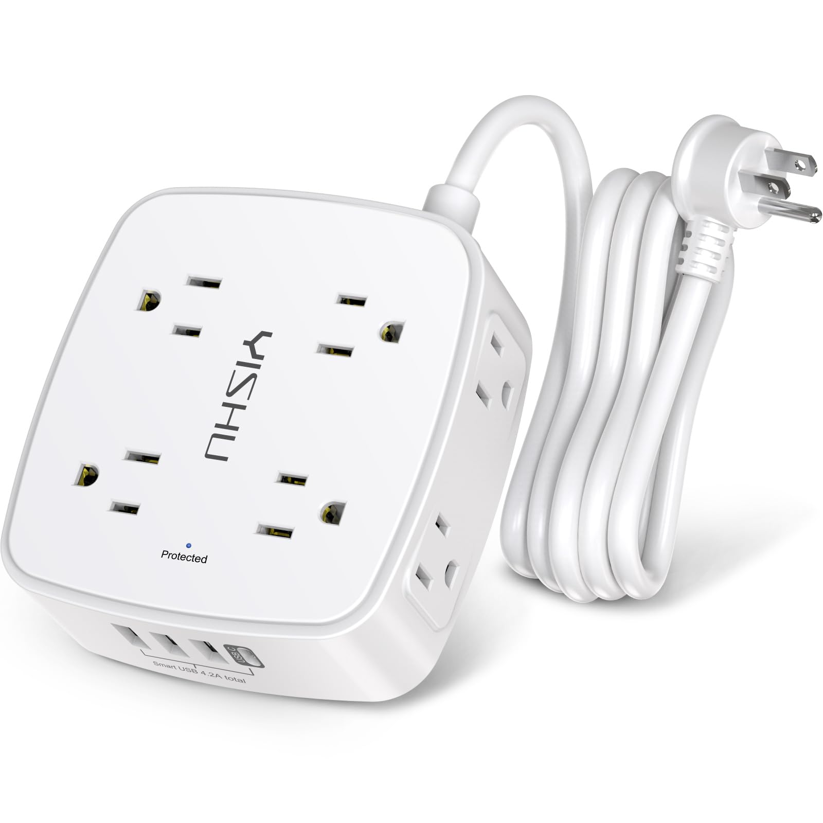6 Ft Surge Protector Power Strip - 8 Widely Outlets with 4 USB Ports ...