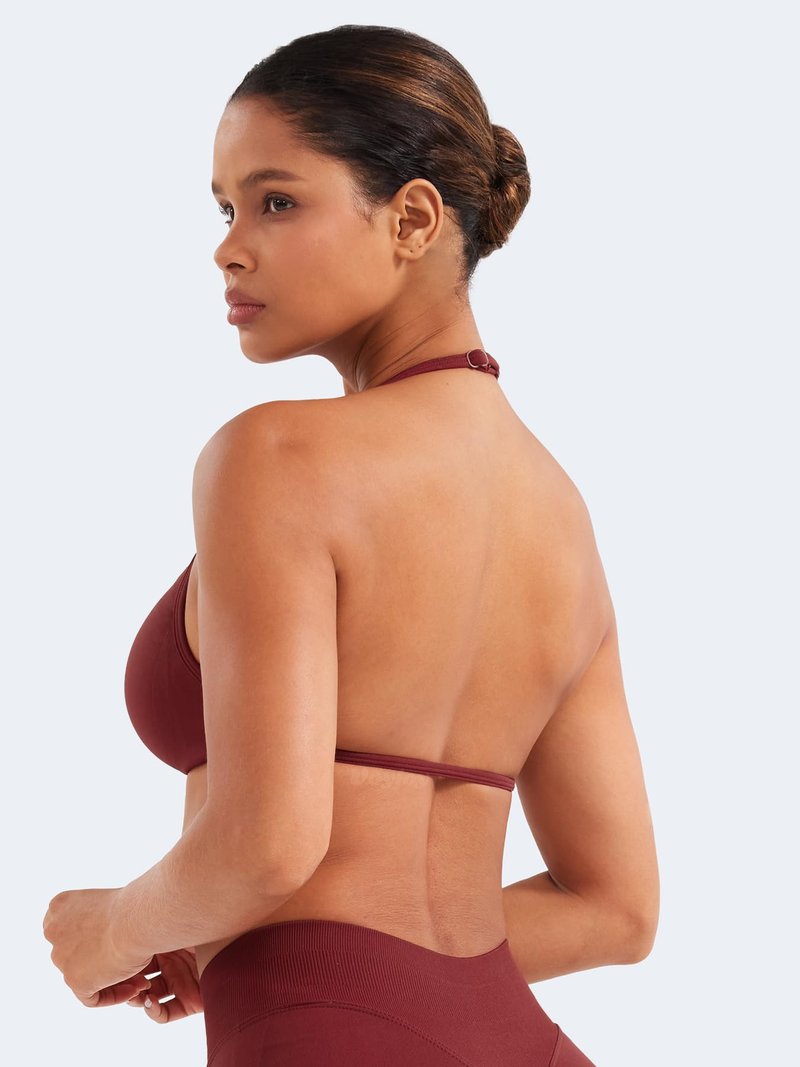VOYJOY Impact Strappy Sports Bra Adjustable Padded Workout Gym Yoga Bra Crop Top for Women