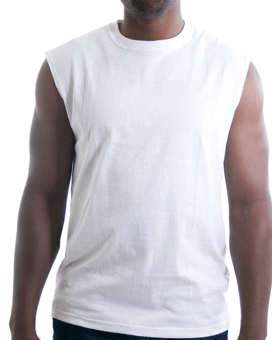 Russell Athletic Men's Cotton Basic Muscle,Basic White,Small