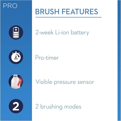 Oral-B Pro 3 Electric Toothbrush with Smart Pressure Sensor, Gifts for Women/Men, 2 Toothbrush Heads, 2 Modes with Sensitive Clean, Travel Case, 2 Pin UK Plug, 3000, White