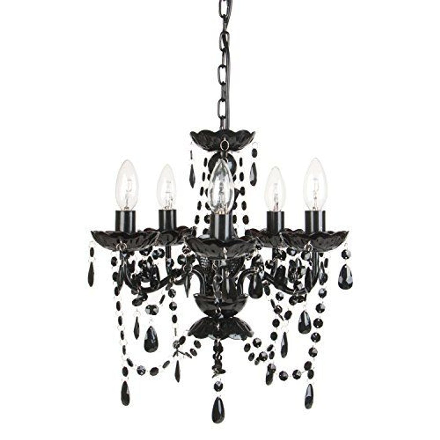 Tadpoles 5-Bulb Vintage Chandelier - Black Onyx | 20" x 18" x 17" | Hardwired Installation | Uses Five 25-Watt E12 Candelabra Bulbs | Faux Crystal Chandelier with Acrylic & Glass Beads