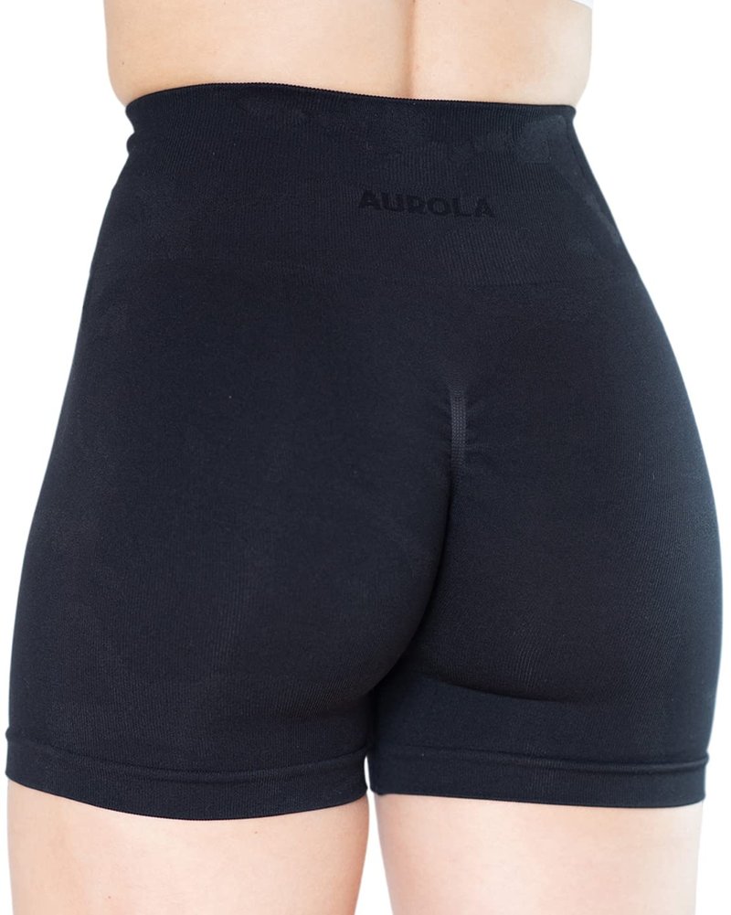 AUROLA CAMO Collection Workout Shorts for Women Subtle Logo Seamless Scrunch Gym Yoga Running Active Short,Camo-Black Ash,M