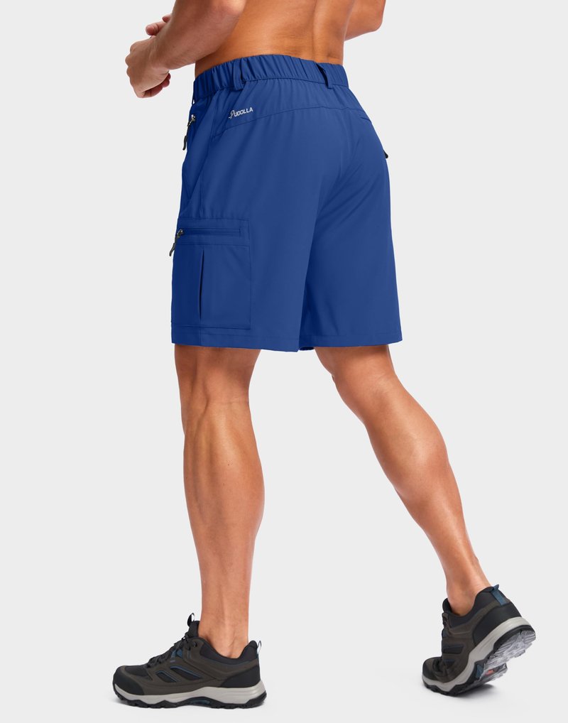 Pudolla Men's Hiking Cargo Shorts Lightweight 7" Travel Casual Shorts for Men Golf Work Outdoor with 5 Zipper Pockets(Royal Blue X-Large)