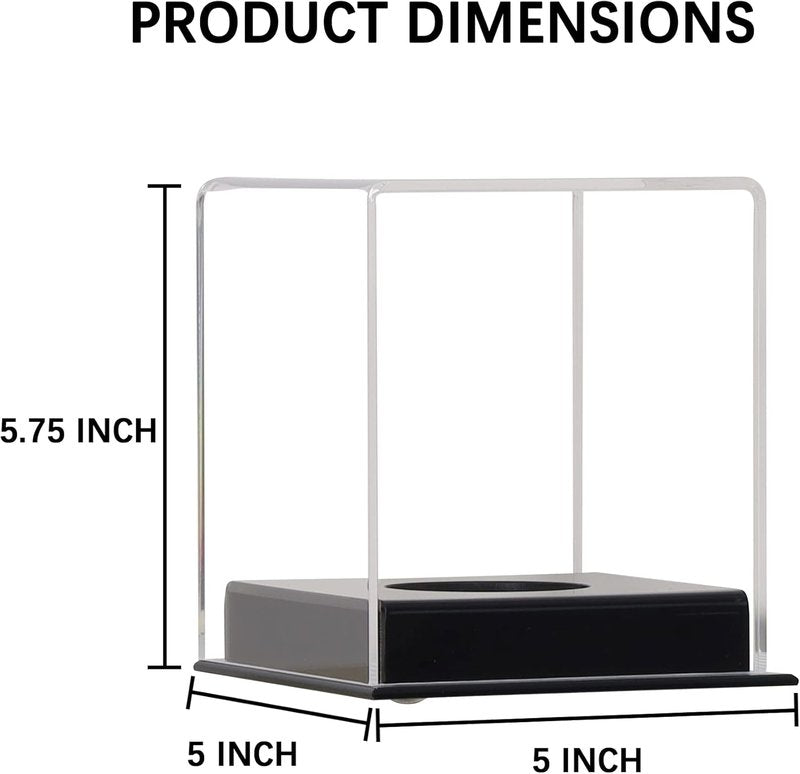 UV Protection Softball Display Case - Clear Cube for 12-Inch Balls | Black Plastic Stand