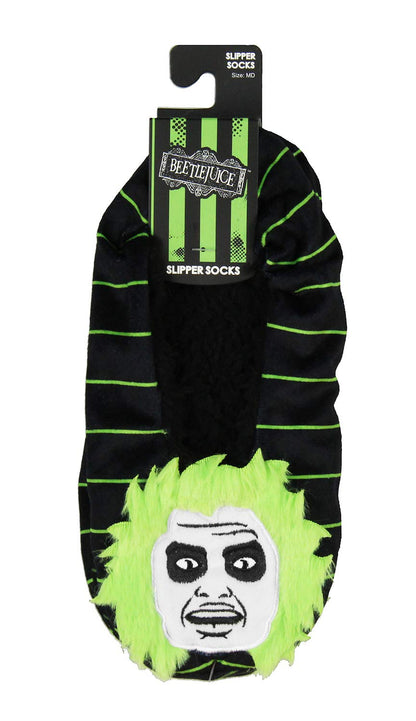 Beetlejuice Slippers 3D Hair Embroidered Character Slipper Socks with No-Slip Sole For Women Men (Medium)