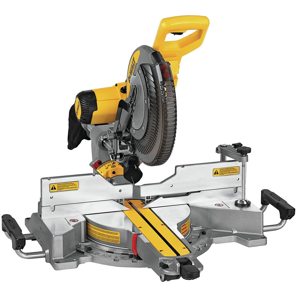 DEWALT Miter Saw, 12 Inch Double Bevel Sliding Compound Miter Saw, Blade Wrench and Material Clamp, Increased Crosscut Capacity, Powerful 3800 RPM Motor, Corded (DWS779)