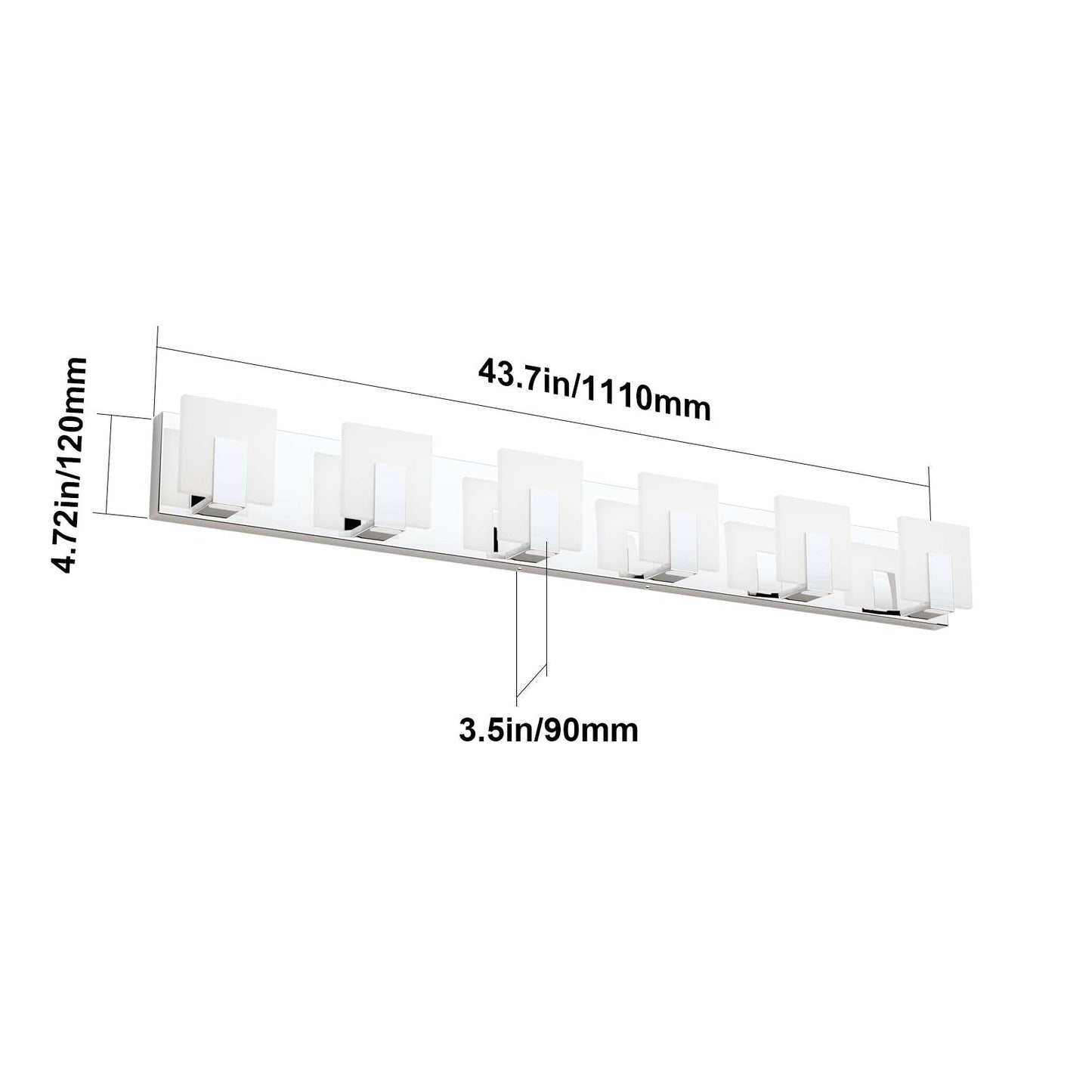 Aipsun 6 Lights Dimmable Modern LED Bathroom Vanity Light Acrylic Stainless Steel Chrome Up and Down Bathroom Wall Light Over Mirror(White Light 6000K)