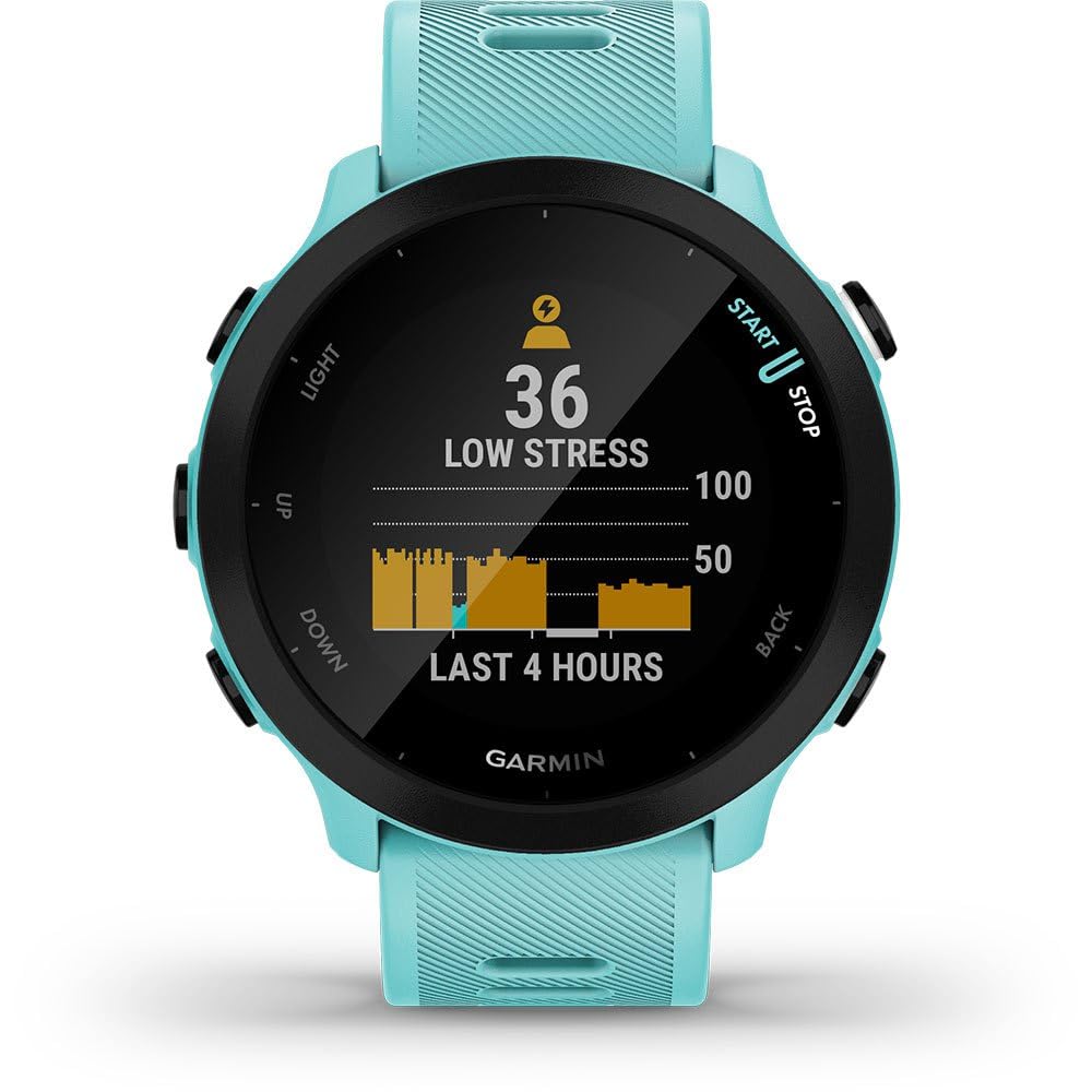 Garmin Forerunner 55 Music GPS 46mm Running Smartwatch, Lightweight, Music Storage, Advanced Training & Insights, Safety & Tracking Features, up to 14 Days Battery Life, Whitestone