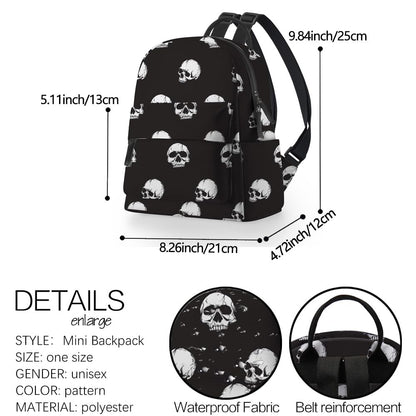 Deanfun Mini Backpack for Women - Waterproof Small Backpack with Skull Print, Multi Pockets Large Capacity Cute and Stylish MNSB-310