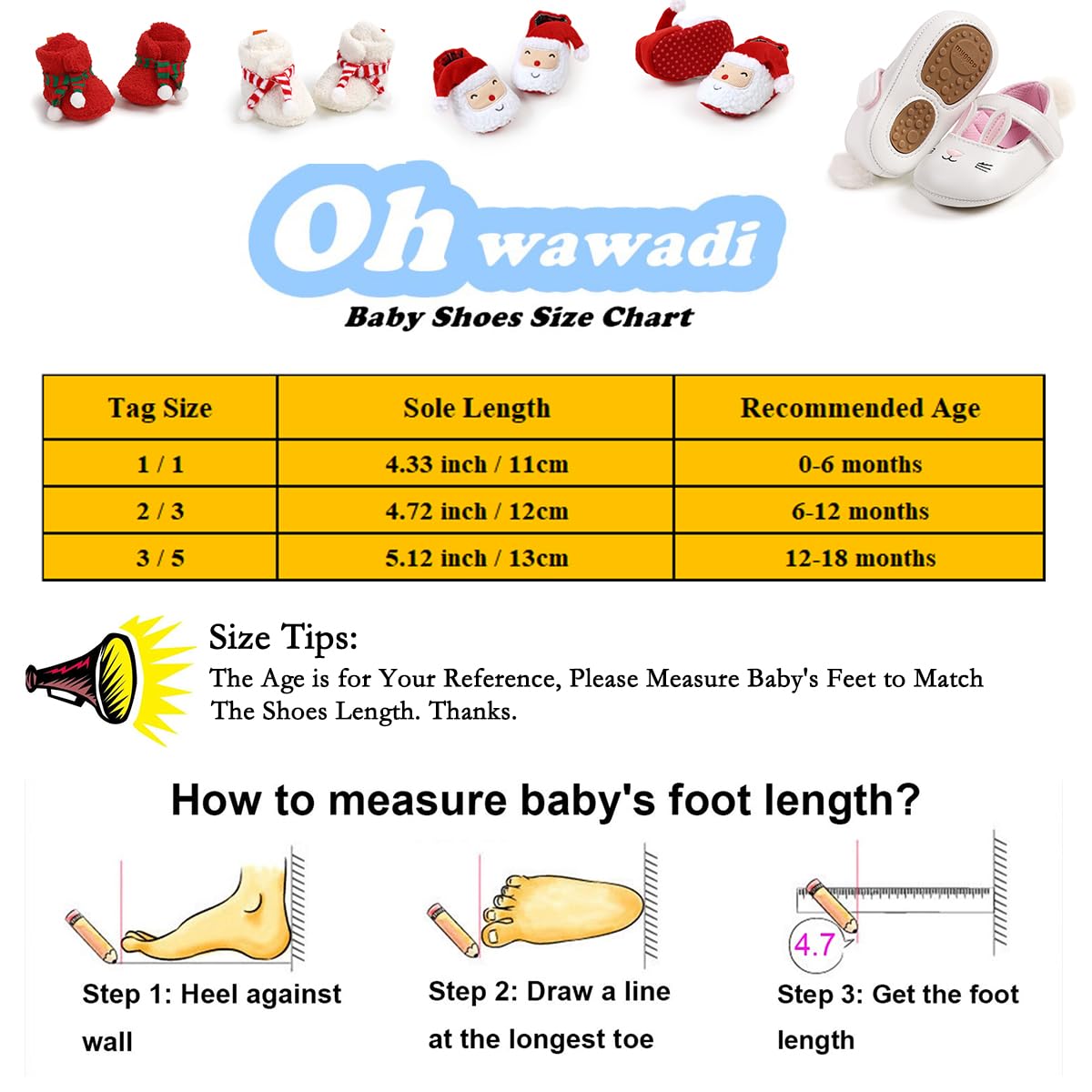 Ohwawadi Baby Christmas Booties Slippers Infant Boys Girls Cartoon Warm Shoes Soft Newborn Crib Footwear Sock Shoes First Walkers