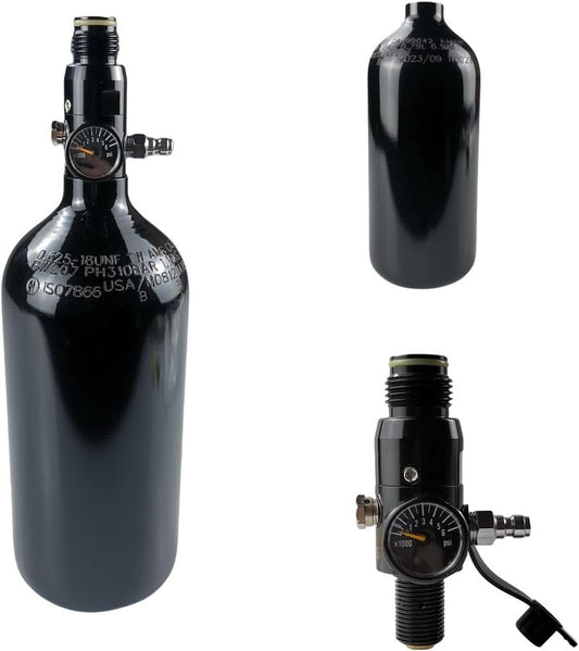 Paintball Tank System - 48ci HPA Aluminum Air Tank | 3000psi Input, 800psi Output, Flat Bottom Design