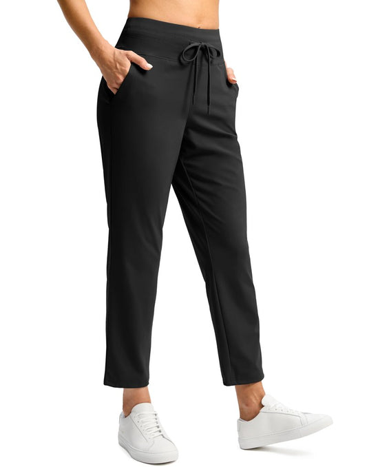 G Gradual Pants for Women High Waisted Golf Pants 2 Deep Pockets 7/8 Ankle Sweatpants for Athletic Travel Casual Lounge Work, Black, Medium