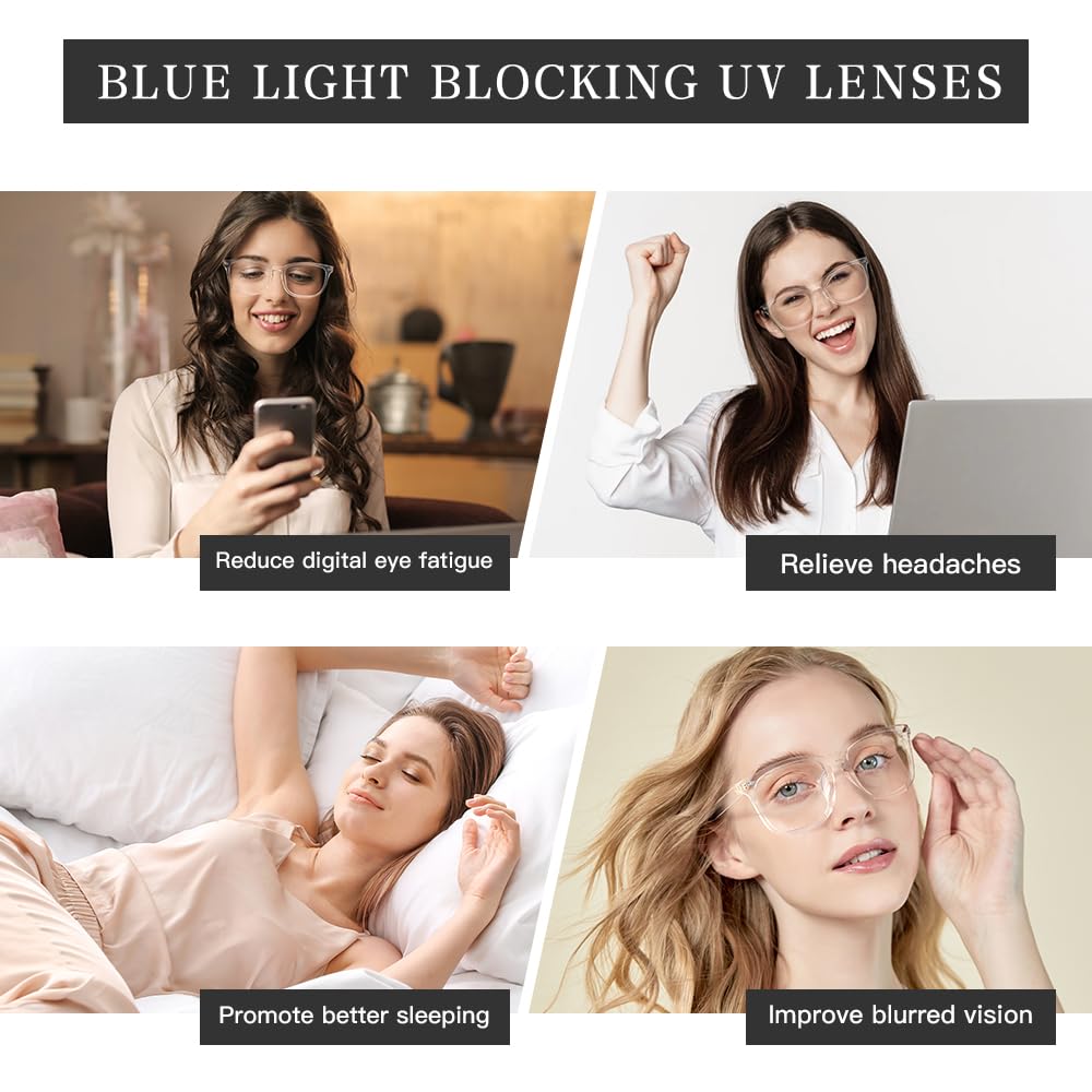 Blue Light Blocking Glasses for Women & Men - Clear Gaming Eye Glasses