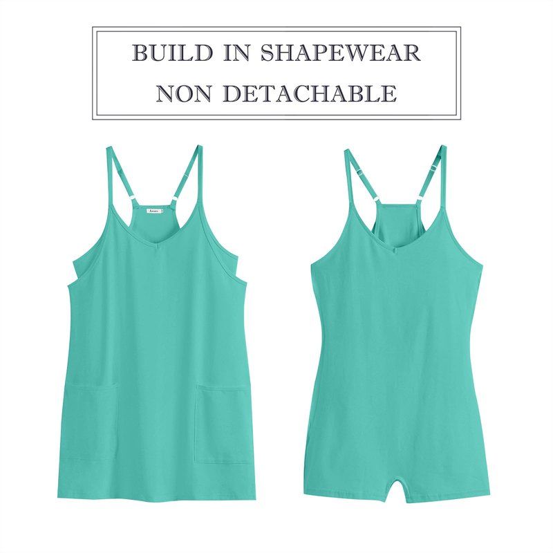 ANRABESS Women Athletic Dress Summer Tennis Workout Active Sports Mini Romper Dress Built in Shorts Travel Vacation Clothes Cyan X-Large