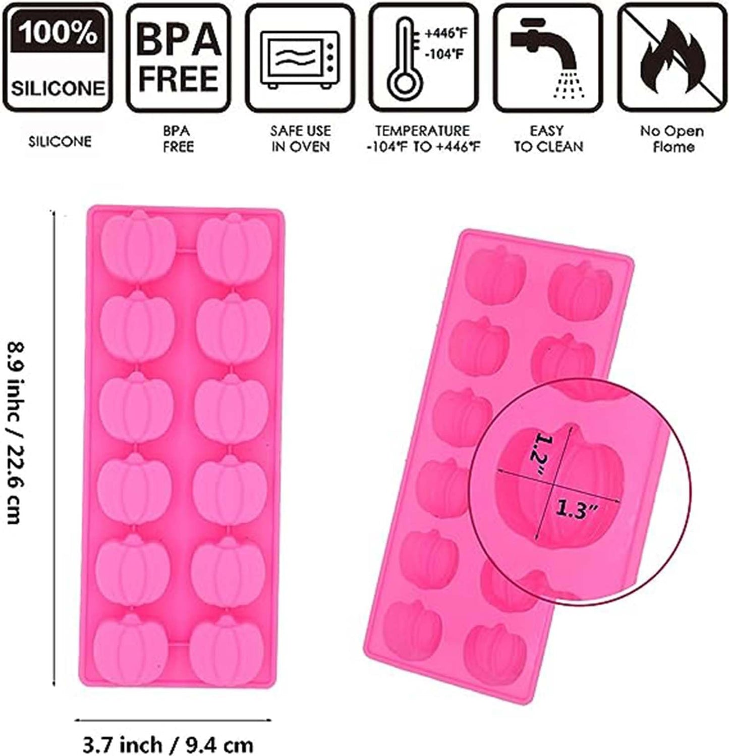 Dioycli Pumpkin Silicone Mold 3 PCS Fall Chocolate Molds 12 Cavity Nonstick 3D Halloween Silicone Molds for Baking Chocolate Candy Cake and Cookies