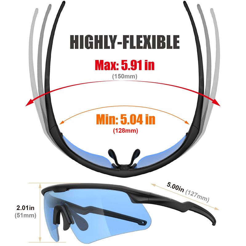 HTS HUNTERSKY Small Safety Glasses ANSI Z87.1 Impact Resistant Sports Eye Protection for Women Kids Cycling Pickleball S54
