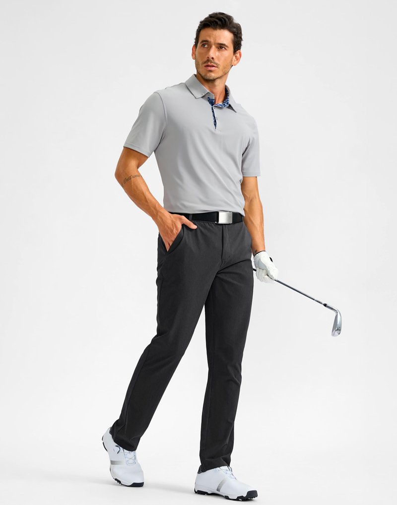 G Gradual Men's Golf Pants with 5 Pockets 30"/32"/34" Lightweight Quick Dry Stretch Work Dress Pants Casual Slacks for Men(Black,W40 L30)