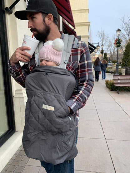Bebear Winter Cover for Baby Carrier Warm Universal Hoodie Baby Carrier Cover for All Seasons, Dark Grey