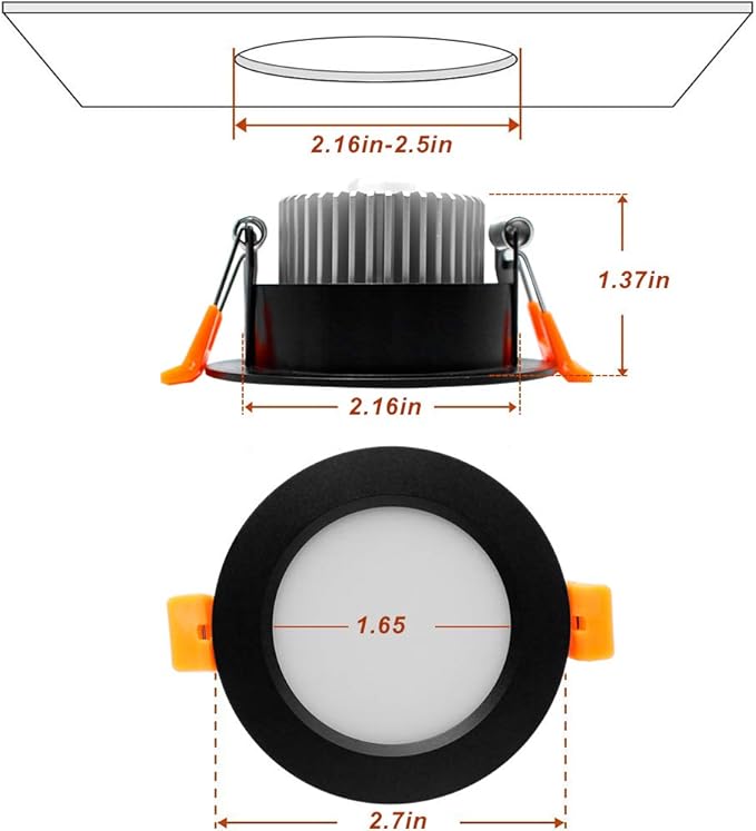 YGS-Tech 2 Inch LED Recessed Lighting, Dimmable Downlight 3W(35W Halogen Equivalent), CRI80, 3000K Warm White Ceiling Light with LED Driver(4 Pack)
