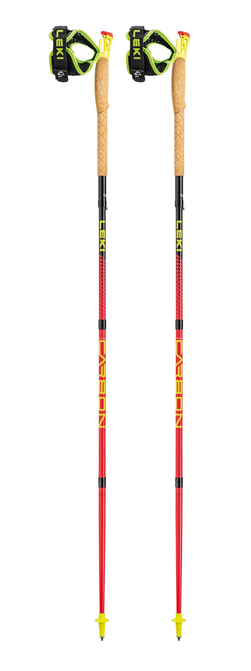 LEKI Ultratrail FX.One Carbon Collapsible Lightweight Trekking Poles for Hiking & Trail Running - Red-Black - 105 cm