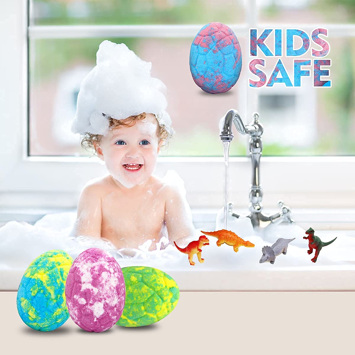 Easter Bath Bombs for Kids with Surprise Toys Inside - Perfect Basket Stuffers, 12Pcs Dino Egg Bath Bombs Gift Set, Gentle and Kids Safe Bubble Bath for Birthday Girls Boys
