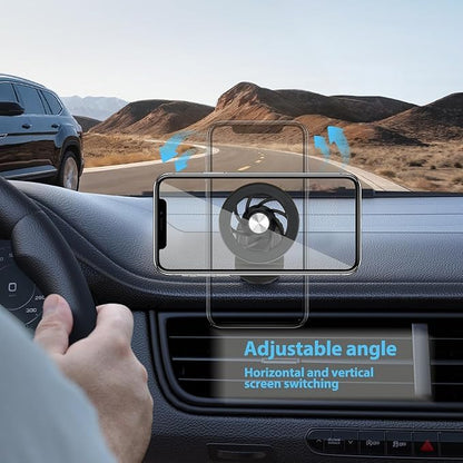Car Phone Holder,Automobile Air Vent Phone Holder for All Car,360° Rotation, Adjustable Phone Holder with Magnetic Rings for Phone,Black-1