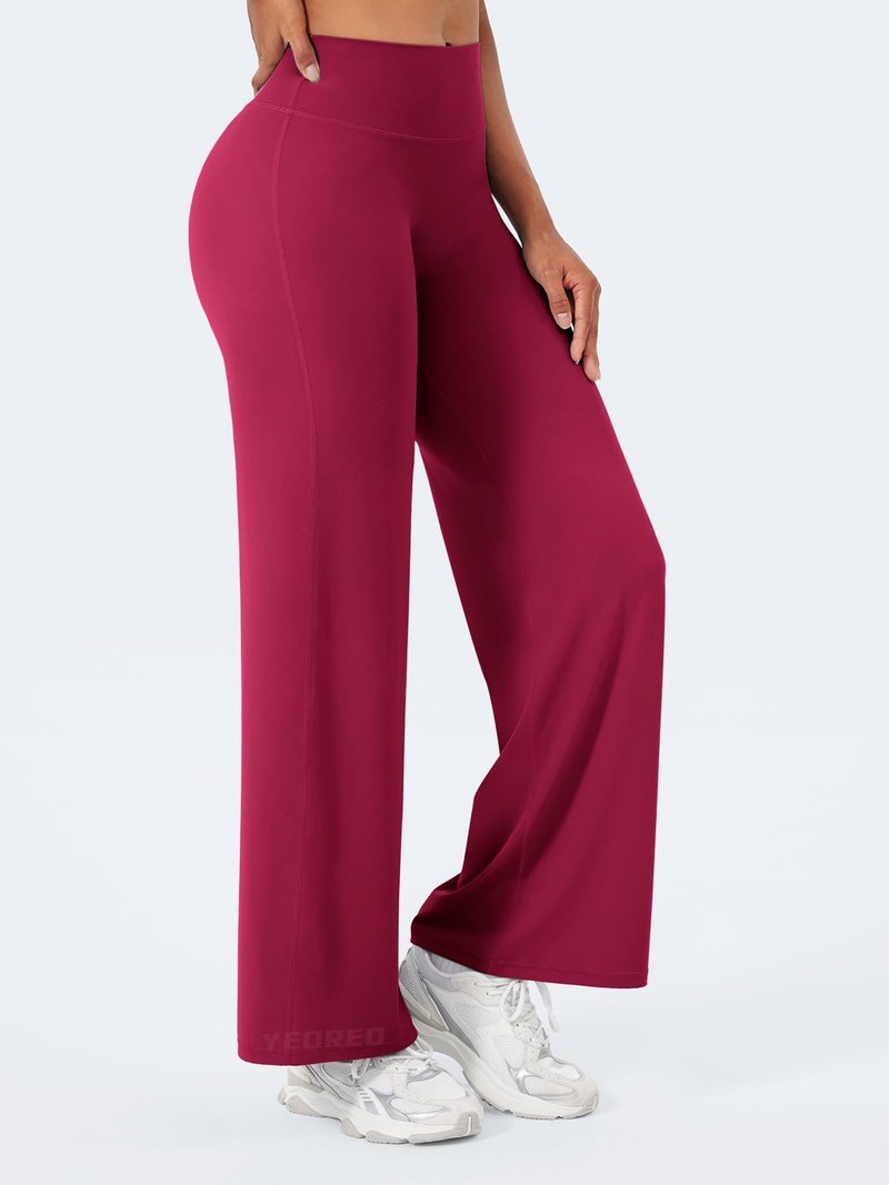 YEOREO Workout Leggings Womens No Front Seam Straight Leggings 29" High Waist Buttery Eddiy Gym Yoga Pants Ruby Red XS