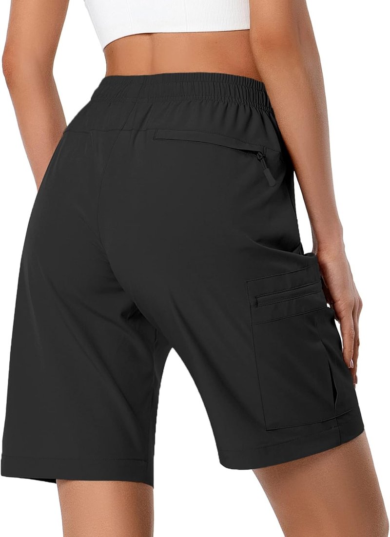 Women's Lightweight Hiking Cargo Shorts - Quick Dry Athletic Shorts with Zipper Pockets | Water Resistant, Perfect for Camping & Travel