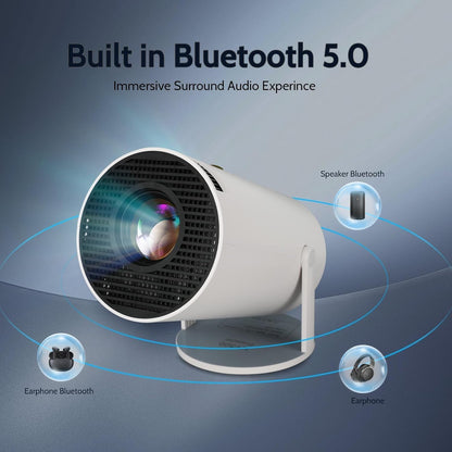 FEARWIKY Mini Projector with 5G WIFI and Bluetooth, 4K 1080P Support Portable Projector 180° Rotatable 130'' Screen Movie Projector Auto Keystone Compatible for Laptop, PC, Smartphone (White), HY300