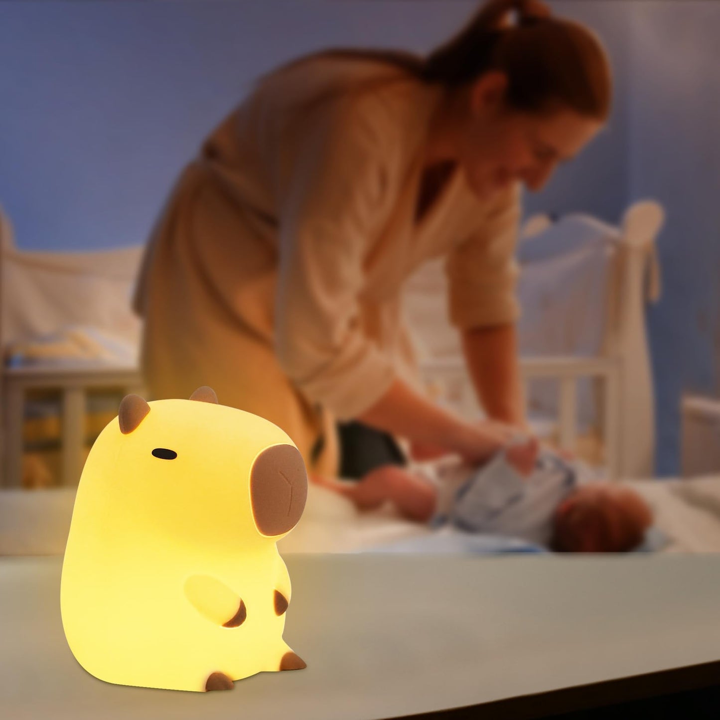 YuanDian Capybara Night Light - Adorable Gift for Women, Teen Girls, and Babies. Decorate Kids' Bedroom with Cute Silicone Capybara Nightlights - for Children and Toddlers