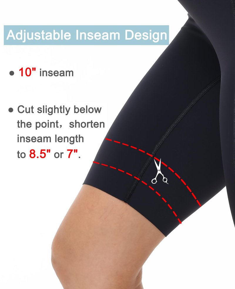MotoRun Biker Shorts Women Tummy Control with Pockets - High Waisted Workout Shorts No Front Seam Black Yoga Short Leggings Medium