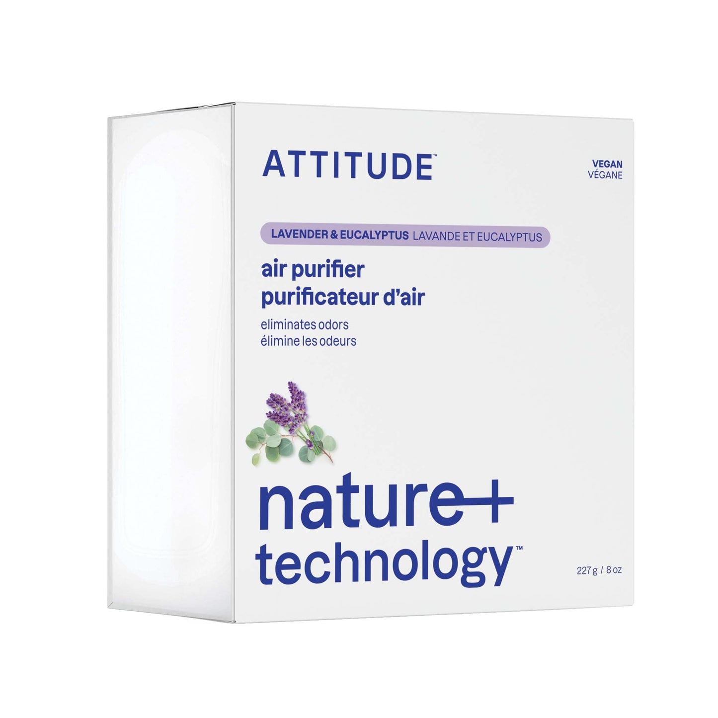 ATTITUDE Odor Eliminator with Activated Carbon, Plant-Based Air Purifier, Vegan, Lavender & Eucalyptus Scent, 8 Ounces