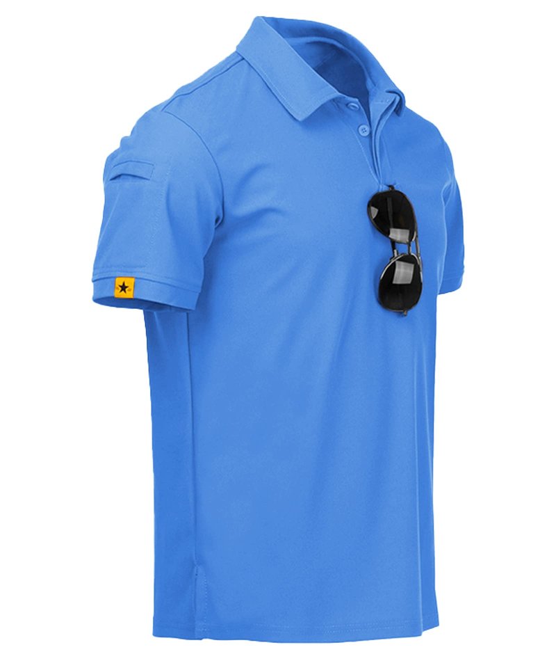 ZITY Mens Polo Shirt Short Sleeve Sports Tactical T-Shirt Athletic Golf Polos Daily Casual Stylish Collared Shirts for Men Lightblue Large