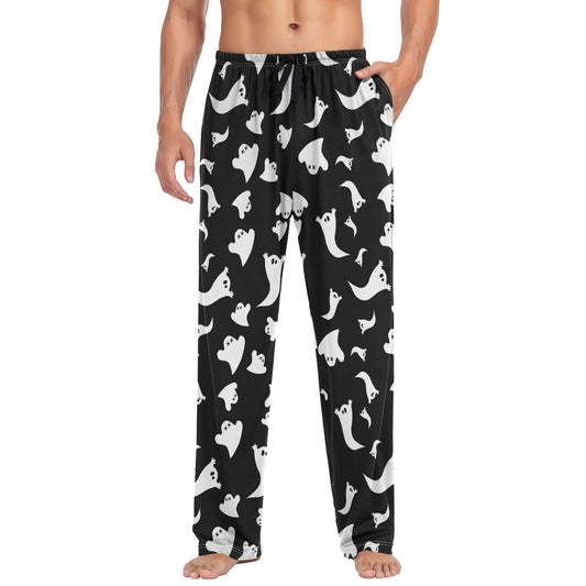 JHKKU Halloween Ghosts Pajama Pants for Men's Soft Comfy Sleepwear Lounge Lightweight Pj Bottoms with Pockets Drawstring, Large
