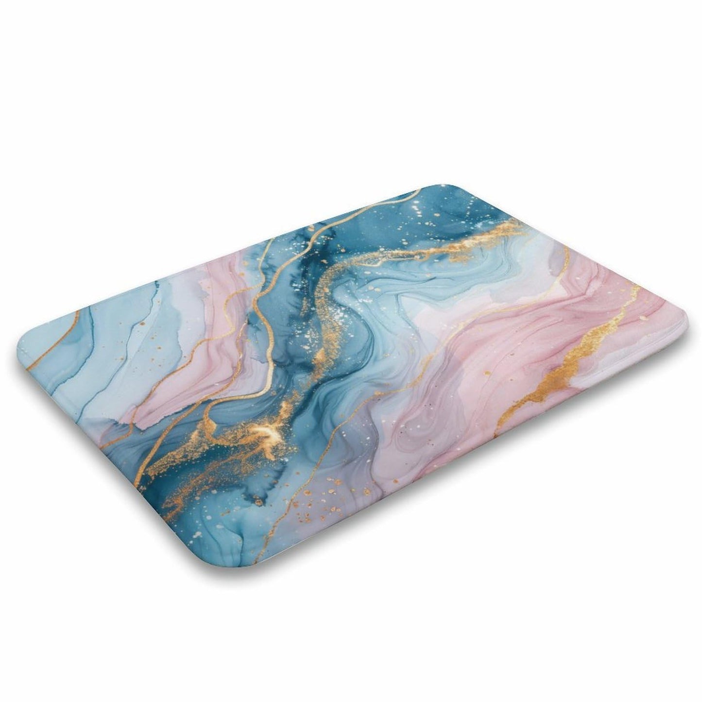 Marble Bathroom Rugs Mat 15.7" x23.6, Modern Luxury Foil Texture Pink Blue Gold Marble Extra Soft Microfiber Bath Rugs, Non-Slip Bath Carpet, Absorbent Bath Mat for Bathroom Floor, Tub and Shower