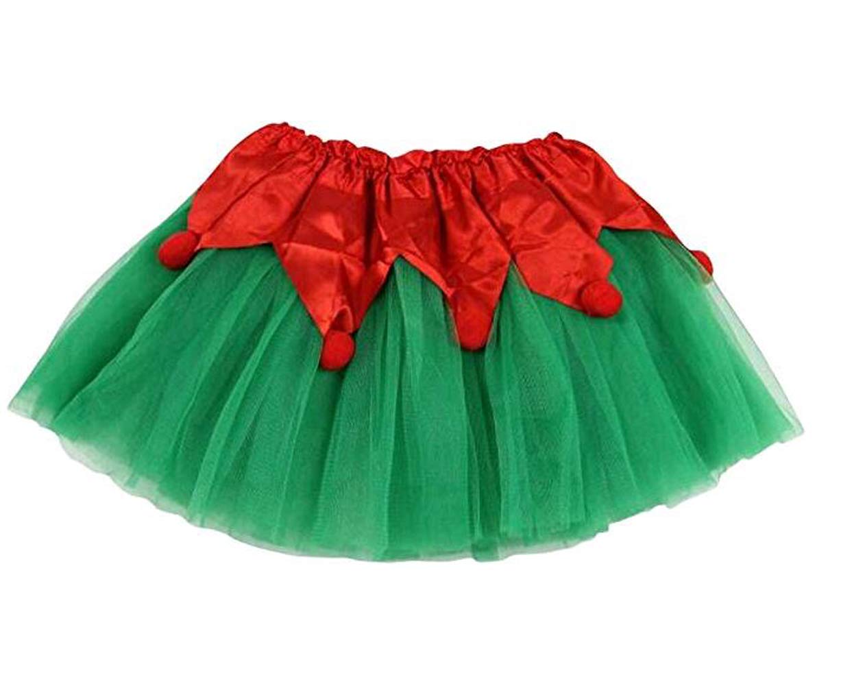 Jastore® Girls Layered Stars Sequins Tutu Skirt Princess Ballet Dance Dress (Christmas Tutu Green 1)