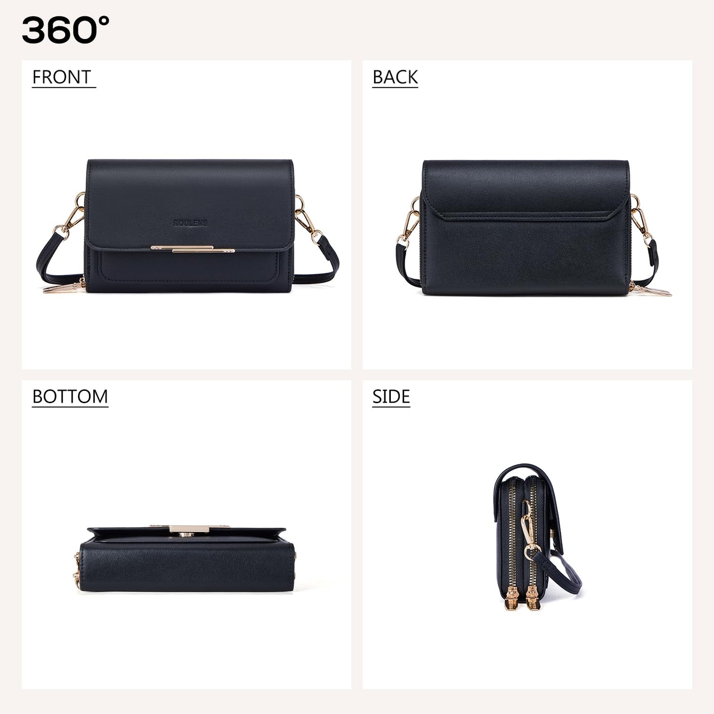 Roulens Small Crossbody Phone Bag for Women,PU Leather Mobile Phone Bags Card Holder Purse and Handbags,Shoulder Bag with Adjustable Strap