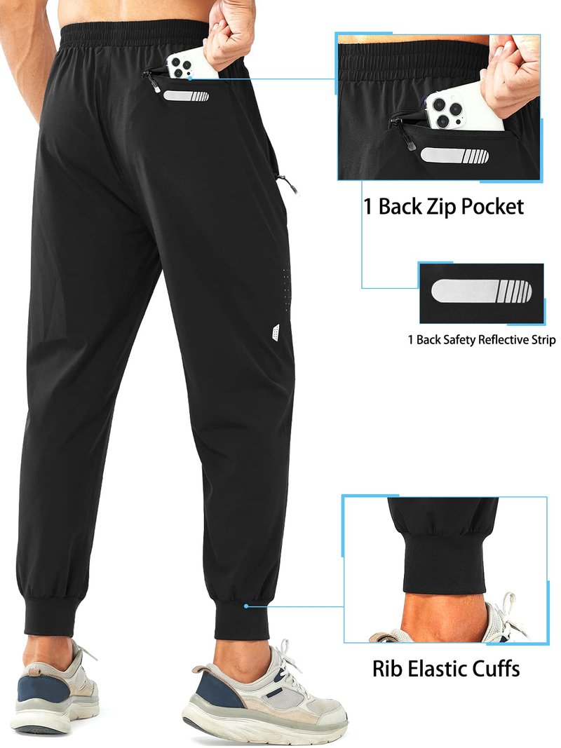 NORTHYARD Men's Athletic Running Pants Lightweight Workout Joggers Quick Dry Gym Sweatpants Active Sports Track Training Black M