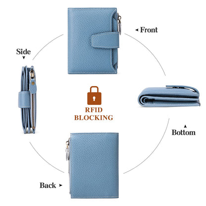 FALAN MULE Small Wallet for Women Leather Bifold Compact RFID Blocking Small Womens Wallet Purse