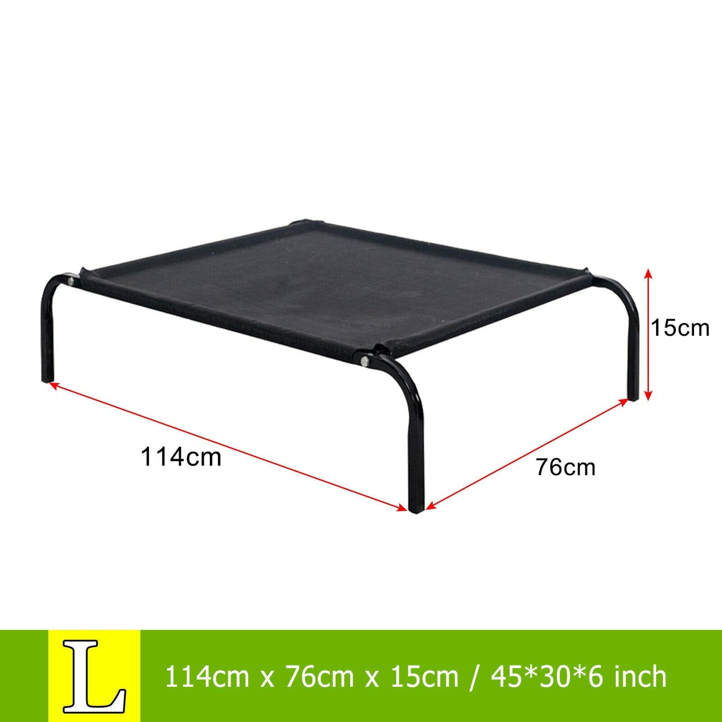 Metal Frame Dog Cot Elevated Pet Bed, Raised Pet Bed with Breathable Mesh & No-Slip Rubber Feet, Lightweight & Portable Raised Outdoor Dog Bed for Indoor Camping Beach Travel Use, 106x62x15CM