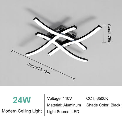 Goeco Modern LED Ceiling Light, 14 Inch 6500K Cool White Curved Design Black Aluminum Flush Mount Ceiling Light for Bedroom, Kitchen, Hallway, Dining Room, Laundry Room