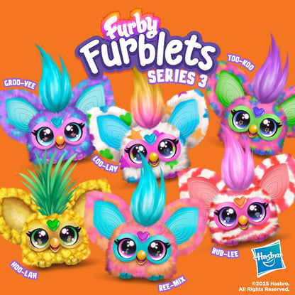 Furby Furblets - Series 3 Collectible - Bub-Lee Mini Electronic Plush Toy with Sounds for Kids, Interactive Talking Collectible, Soft to the Touch, Easter Gift, Pink