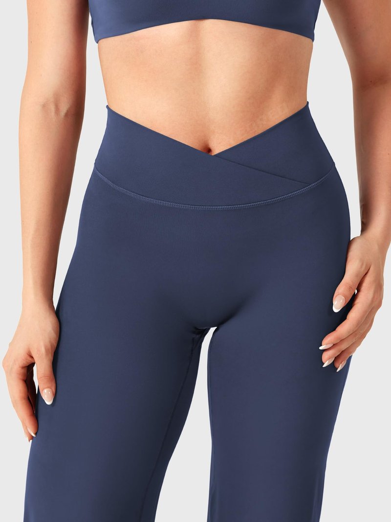 YEOREO Ease Straight Leg Leggings for Women No Front Seam Workout Leggings 31.5" Crossover High Waist Soft Yoga Pants Navy Blue XL