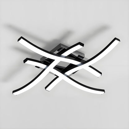 Goeco Modern LED Ceiling Light, 14 Inch 6500K Cool White Curved Design Black Aluminum Flush Mount Ceiling Light for Bedroom, Kitchen, Hallway, Dining Room, Laundry Room