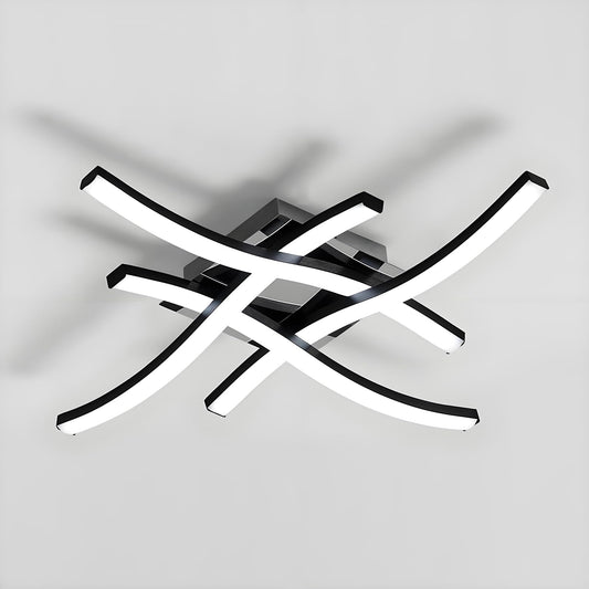 Goeco Modern LED Ceiling Light, 14 Inch 6500K Cool White Curved Design Black Aluminum Flush Mount Ceiling Light for Bedroom, Kitchen, Hallway, Dining Room, Laundry Room