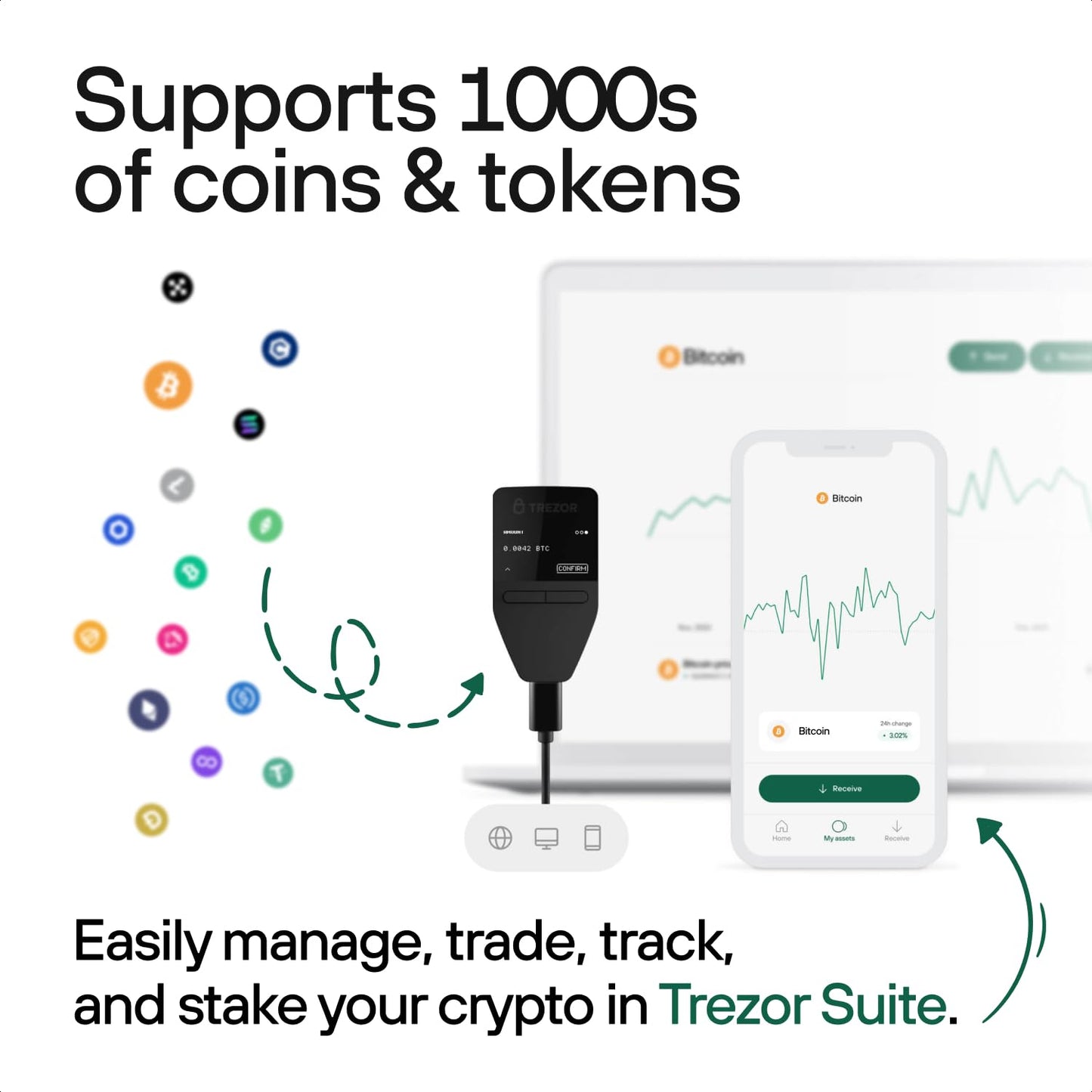 Trezor Safe 3 - Passphrase & Secure Element Protected Crypto Hardware Wallet - Buy, Store, Manage Digital Assets Simply and Safely (Cosmic Black)