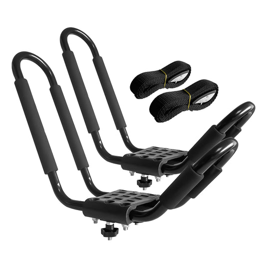 HIGHRAZON Kayak Roof Rack, 1 Pair J-Bar Roof Rack with 2 Ropes. Heavy Duty Kayak Roof Carrier for Your Canoe SUV and Trucks