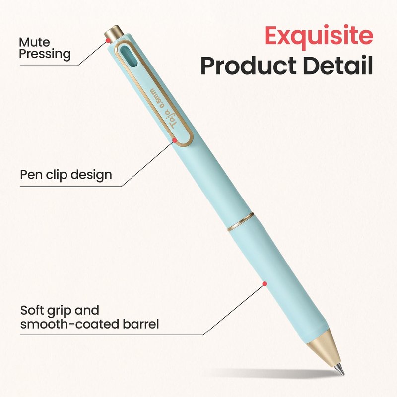 Taja Gel Pens, 12 Pcs Quick Dry Black Gel Ink Pens, 0.5mm Fine Point Smooth Writing Pens for Journaling and Note Taking, Cute Aesthetic Pens for Women & Men-Multicolor