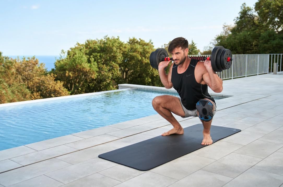 PERPETUAL Dumbbells Barbell Set with Connecting Rod 20kg/44Lb - Adjustable Dumbbells, Training Set for Men and Women. Body Workout Home Gym (20kg/44Lb)