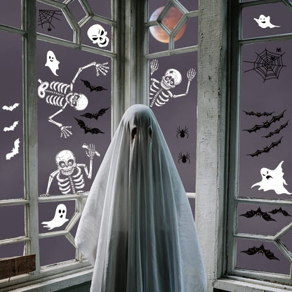140PCS Halloween Window Clings Decor for Halloween Decorations, Double Side Window Stickers Removable Glass Decals for Party Decorations Indoor